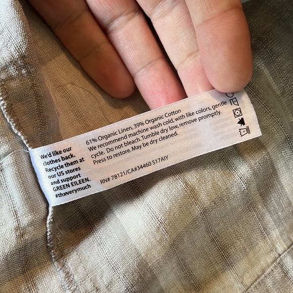 EILEEN FISHER Size Large Plaid Print Midi Tank Organic Cotton Linen breathable - Picture 11 of 15